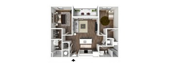 Two Bedroom Floor Plan, at 1415 @ The Yard, 1415 Cuming Street, Omaha