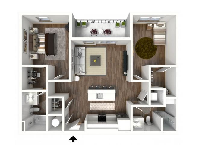Two Bedroom Floor Plan Two Bedroom Floor Plan, at 1415 @ The Yard, 1415 Cuming Street, Omaha
