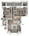 2 bedroom 2 bath apartment floor plan