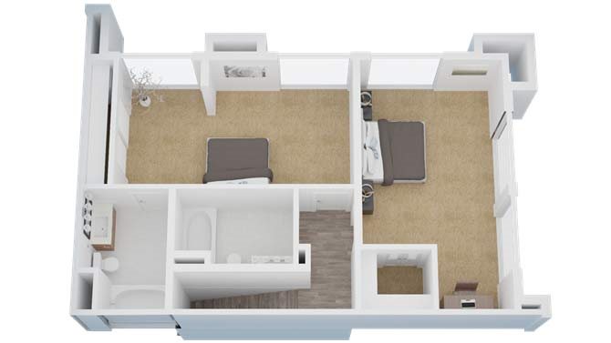 Two Bedroom | Two and One Half Bath