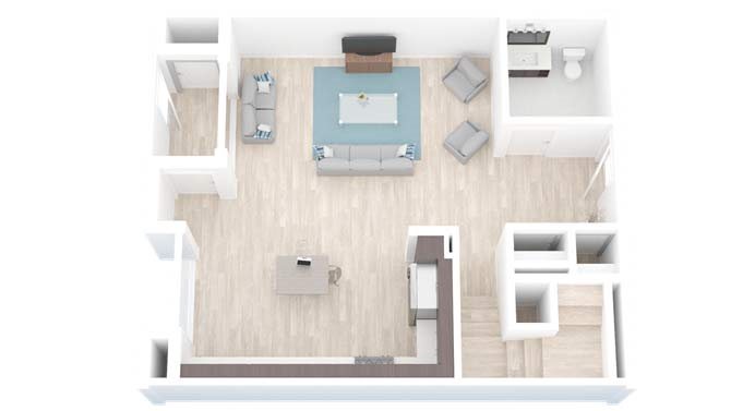 Two Bedroom | Two and One Half Bath