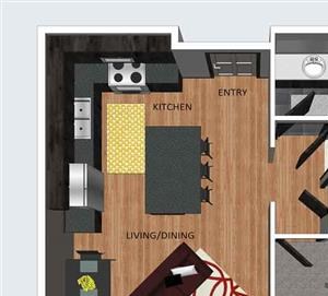 Bedford one bedroom one bathroom floor plan at The Flats at 84