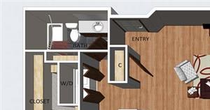 Bloomsbury two bedroom two bathroom floor plan at The Flats at 84
