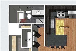 Rothwell two bedroom two bathroom floor plan at The Flats at 84
