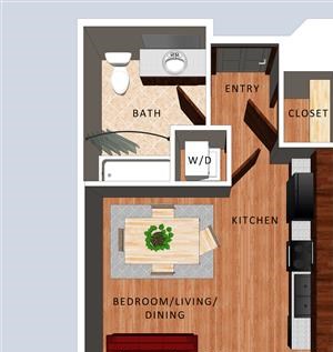 Binney studio floor plan at Villas of Omaha at Butler Ridge