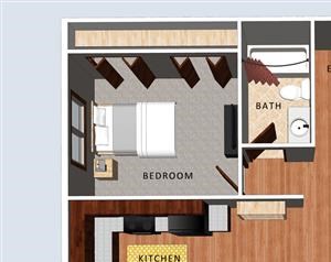 Brookside two bedroom two bathroom floor plan at Villas of Omaha at Butler Ridge