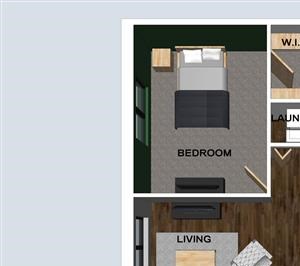 Gallagher one bedroom one bathroom floor plan at Villas of Omaha at Butler Ridge