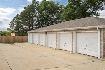 Row of single detached garages at Skyline View apartments