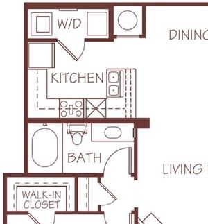 Piedmont Piedmont one bedroom one bathroom floorplan at Ridge Pointe Villas
