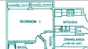 Montello three bedroom two bathroom floorplan at Packard House