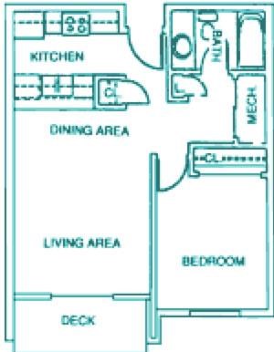 Petronelli one bedroom one bathroom floorplan at Packard House