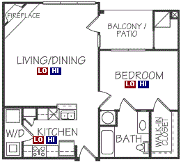 Canary one bedroom one bathroom floorplan at Stone Creek Villas