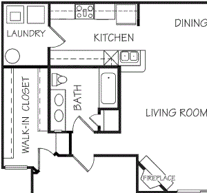 Meadowlark one bedroom one bathroom floorplan at Stone Creek Villas