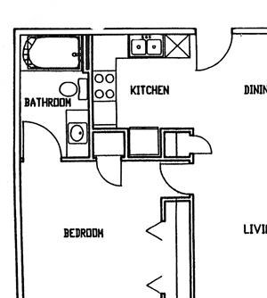 Cherry one bedroom one bathroom floor plan at Wyndham Heights Apartments