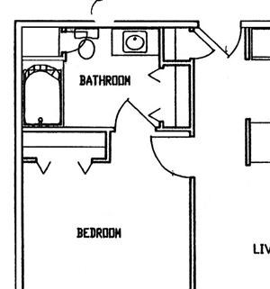 Elm one bedroom one bathroom floor plan at Wyndham Heights Apartments