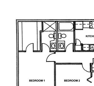 Spruce two bedroom two bathroom floor plan at Wyndham Heights Apartments