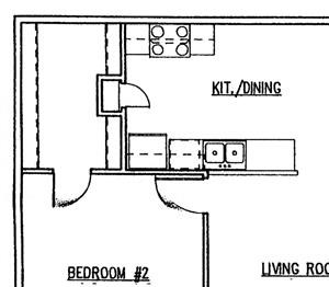 Willow two bedroom one bathroom floor plan at Wyndham Heights Apartments
