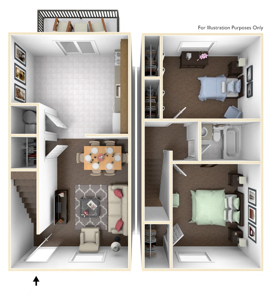 Windsor Valley 2 Bedroom 3D Floor Plan