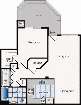 Floorplan A1 at 909 West Floor plan A1, 909 West Apartment Homes, One bedroom, Arizona, 85283