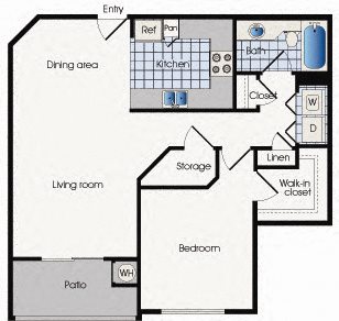 Floor plan A2 at 909 West Floor plan A2, 909 West Apartment Homes, Floor plan, 909 West Grove Pkwy, AZ