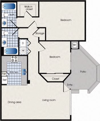 Floor plan B1 at 909 West Floor plan B1, 909 West, Apartment Homes, Floor plan B1, Tempe, AZ
