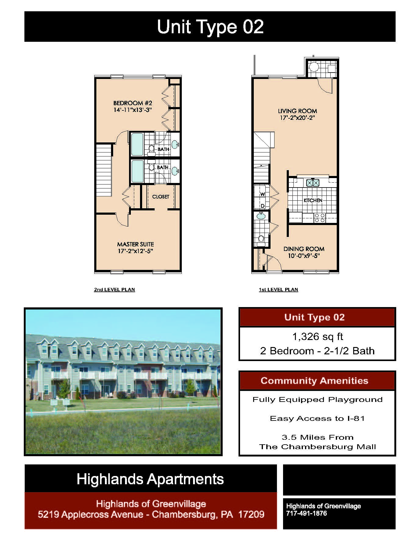 Apt - 2 br 2 master baths