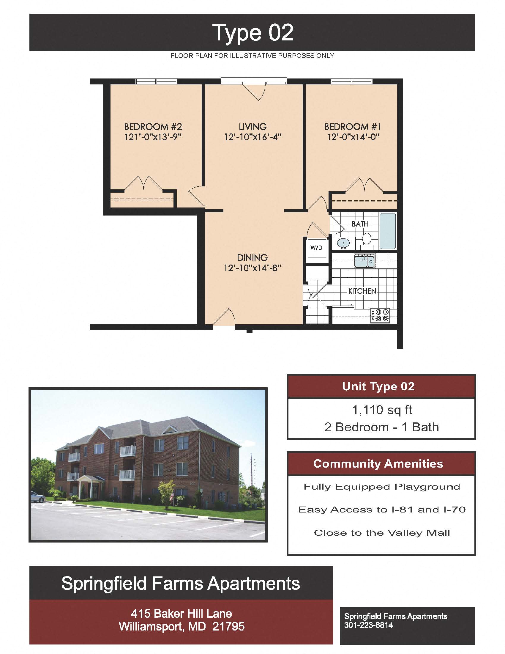 2 bd x 1 bath