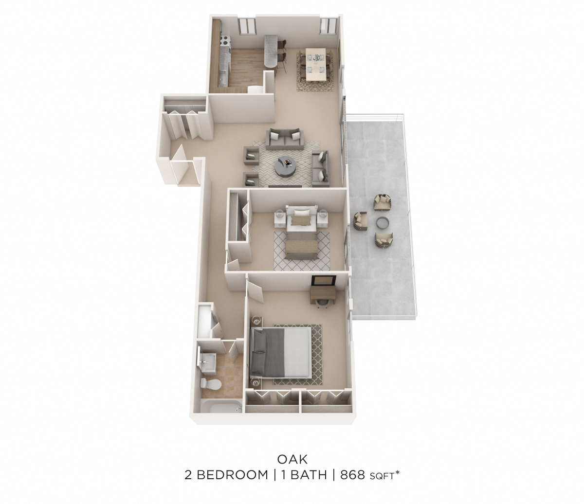 Two Bedroom- 868 sqft