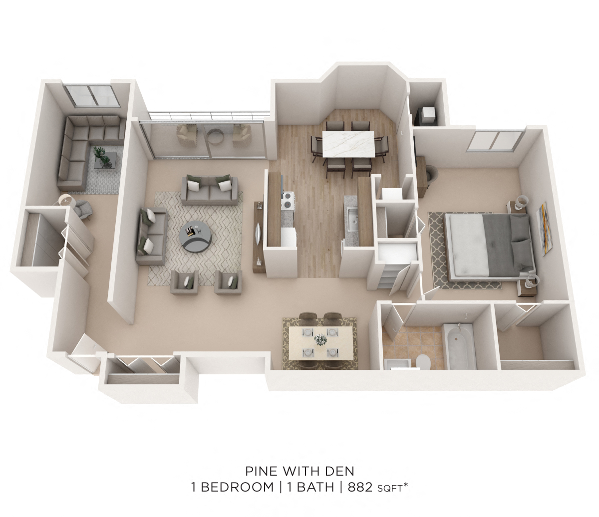 One Bedroom w/ Den - 882 sqft