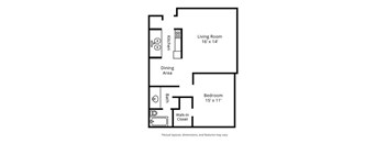 1 Bedroom Floor Plan.  Brighton Square Apartments.  Madison, WI.