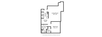 1 Bedroom Floor Plan.  Brighton Square Apartments.  Madison, WI.