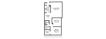2 Bedroom Floor Plan.  Brighton Square Apartments.  Madison, WI.