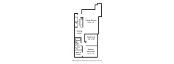 1 Bedroom Floor Plan.  Brighton Square Apartments.  Madison, WI.