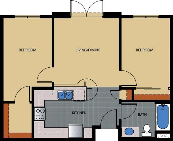 2 Bedroom Floor Plan 2