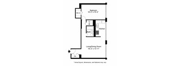 1 Bedroom floor plan at Studio floor plan at 2101 S. Michigan Apartments