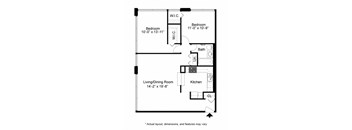 2 Bedroom floor plan at 2101 S. Michigan Apartments