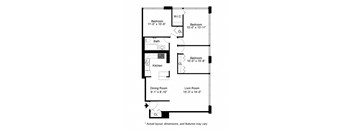 3 Bedroom floor plan at 2101 S. Michigan Apartments