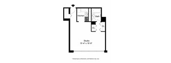 Studio floor plan at 2101 S. Michigan Apartments