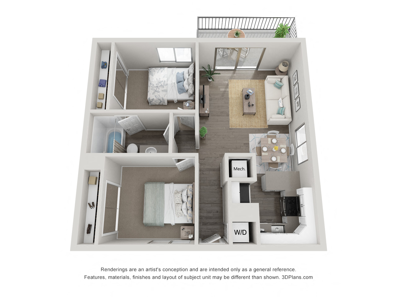 Two Bedroom One Bath - B1