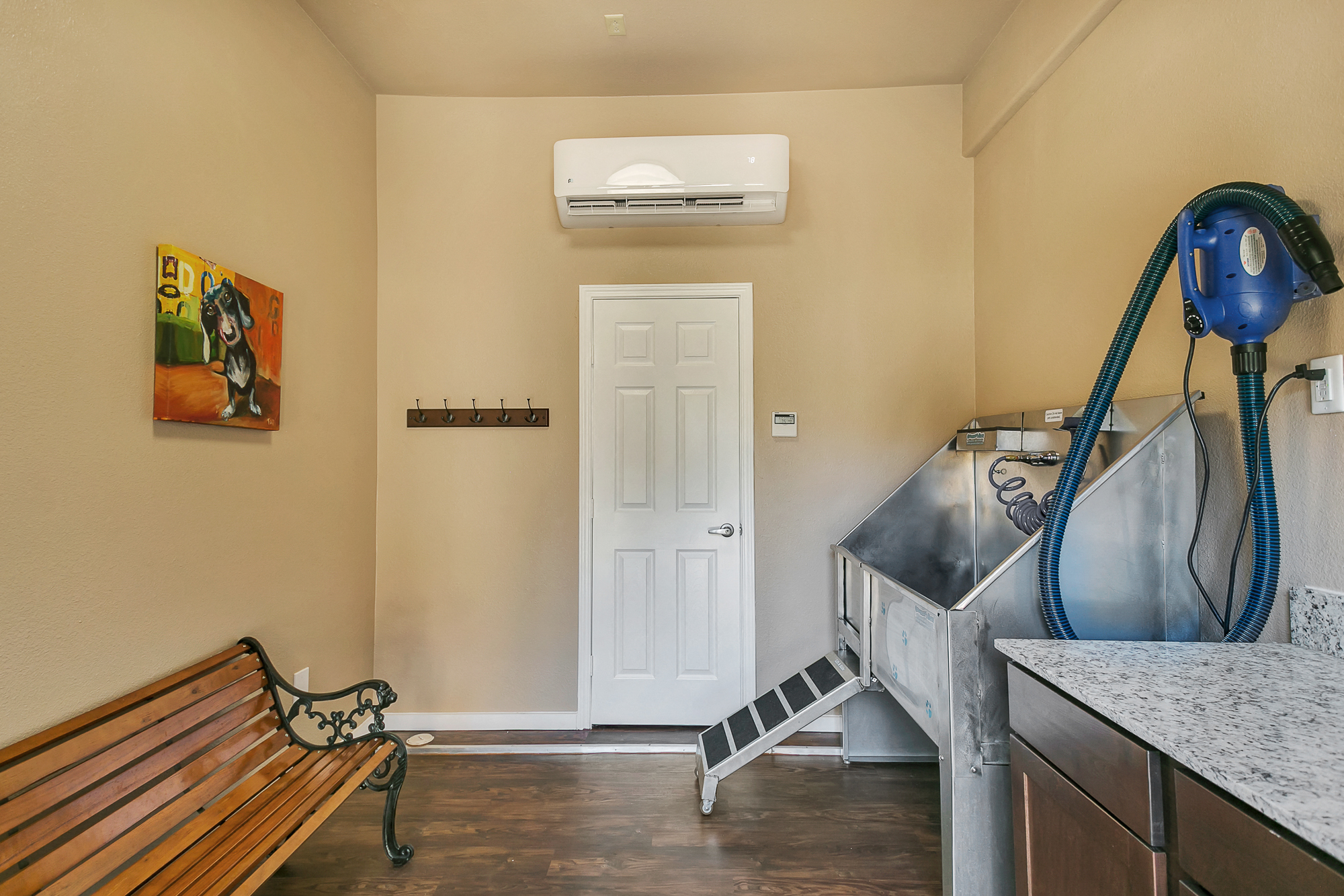 Luxury pet spa with pet wash and pet drying station.