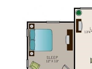 Phase I Garden B1, 1137 square foot, two bedroom, two bath Two bedroom, two bath, kitchen, pantry, coat closet, living/dining room, two walk in closets, linen closet and laundry room. Phase I Garden B1, 1137 square foot.