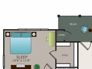 Three bedroom, two bathroom, Phase II C1 floor plan, 1370 square feet. Three bedroom, two bathroom, Kitchen, dining room, living room, laundry room, patio with storage, 3 walk in closets. Phase II C1 floor plan, 1370 square feet.