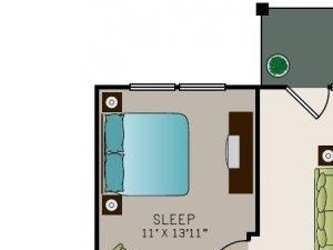 Two bedroom, two bath, 1084 square feet B1 floor plan. Two bedroom, two bath, kitchen, pantry, coat closet, living/dining room, two walk-in closets, linen closet and laundry room. 1084 square feet B1 floor plan.