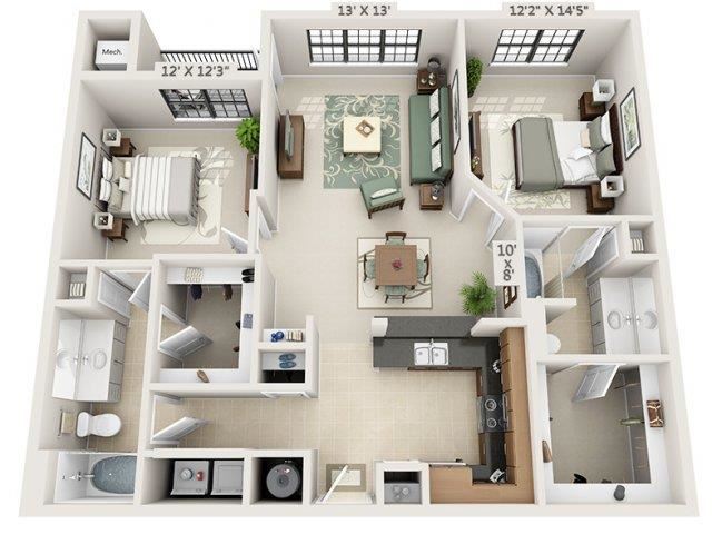 B1 - Alamafi Floor Plan B1 - Almafi Floor Plan at The Circle at Hermann Park in Houston, Texas