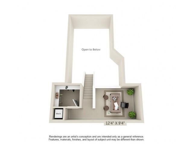 B1 Loft - Esplanade 1 Floor Plan B1 Loft - Esplanade 1 Floor Plan at The Circle at Hermann Park in Houston, Texas
