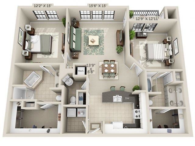 B2 - Esplanade Floor Plan B2 - Esplanade Floor Plan at The Circle at Hermann Park in Houston, Texas