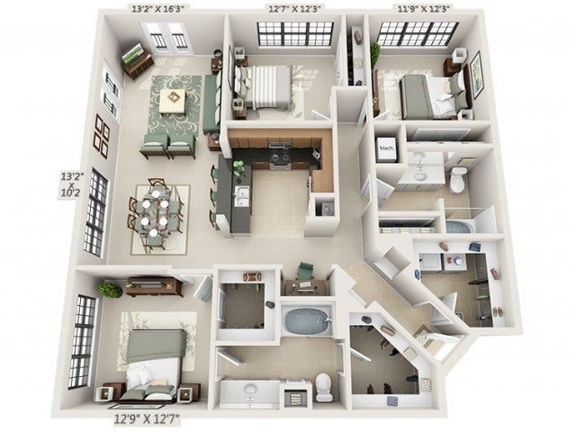 C1 - Almafi Floor Plan C1 - Almafi Floor Plan at The Circle at Hermann Park in Houston, Texas
