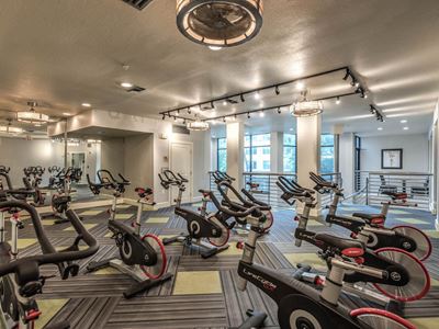 Cycling Machines in Fitness Center at The Circle at Hermann Park in Houston, Texas