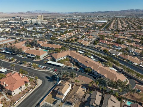 an aerial view of the city