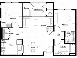 2 Bedroom, 1 Bath